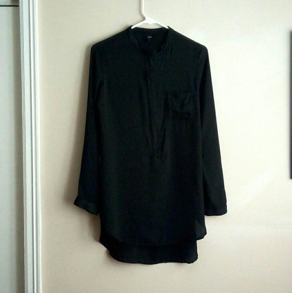 🔥NWOT MOSSIMO Zipper Collar Satin Tunic - Ebony🔥